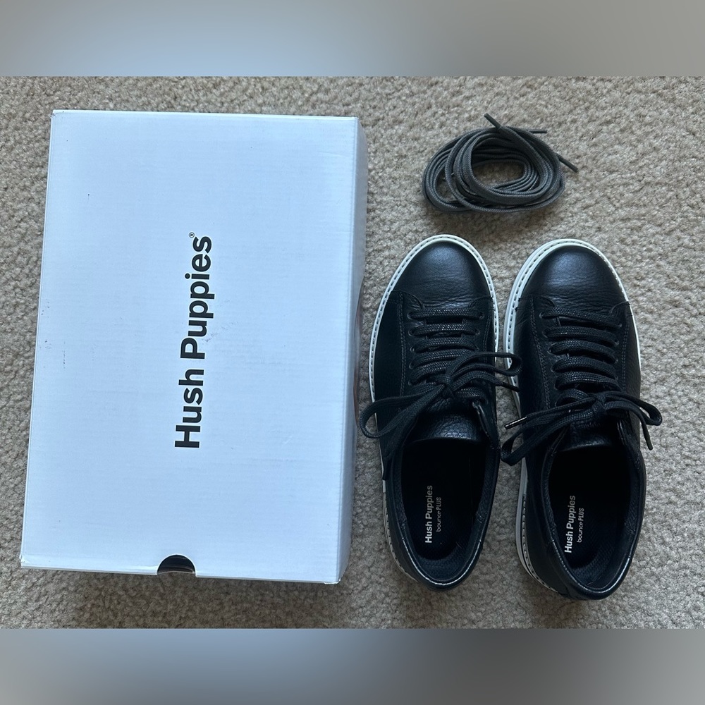 Hush Puppies Sabine Sneaker Womens Lace Up Shoes Black Leather